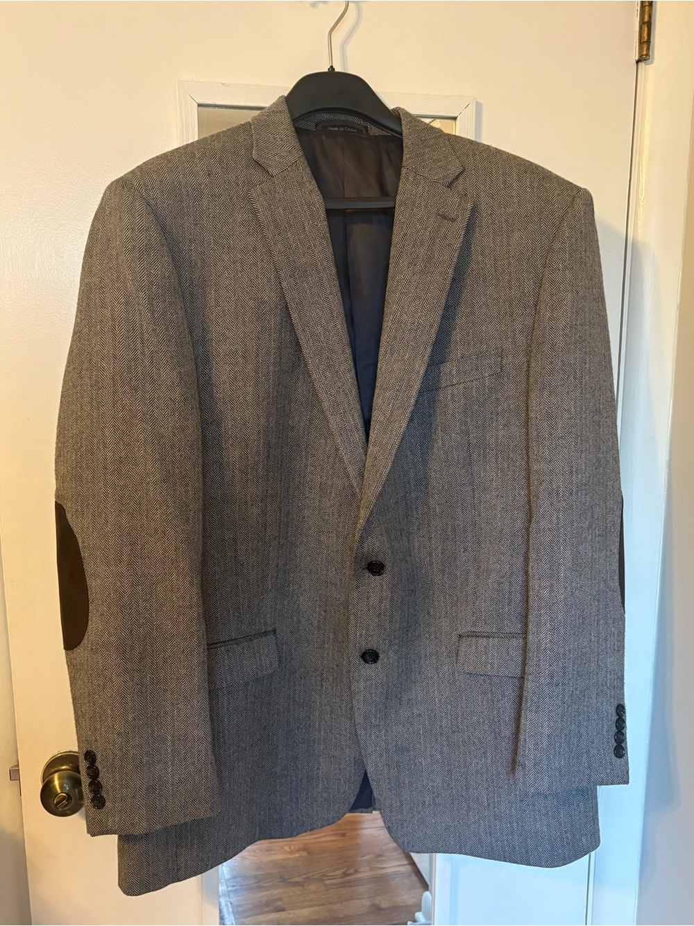 Lauren Ralph Lauren Gray Herringbone Sport Coat with Brown Elbow Patches